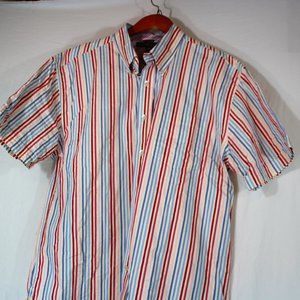 Tommy Hilfiger Striped Textured Short sleeve Button Up Men's Shirt XL